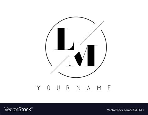 Lm Letter Logo With Cutted And Intersected Design Vector Image