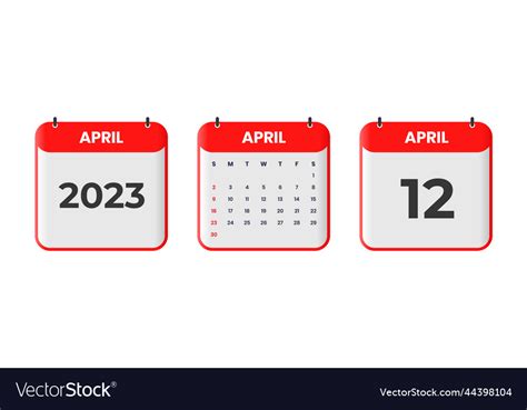 April 2023 Calendar Design 12th 2023 Royalty Free Vector