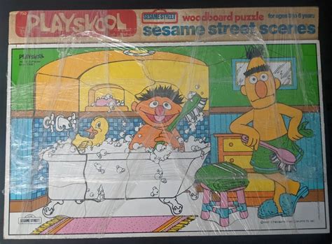 Playskool Sesame Street Ernie And Bert Bath Time Wood Puzzle 1982 Complete Ebay