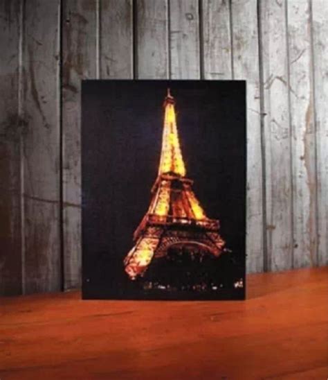 Eiffel Tower Paris France Lighted Canvas Wall Decor Sign New Free