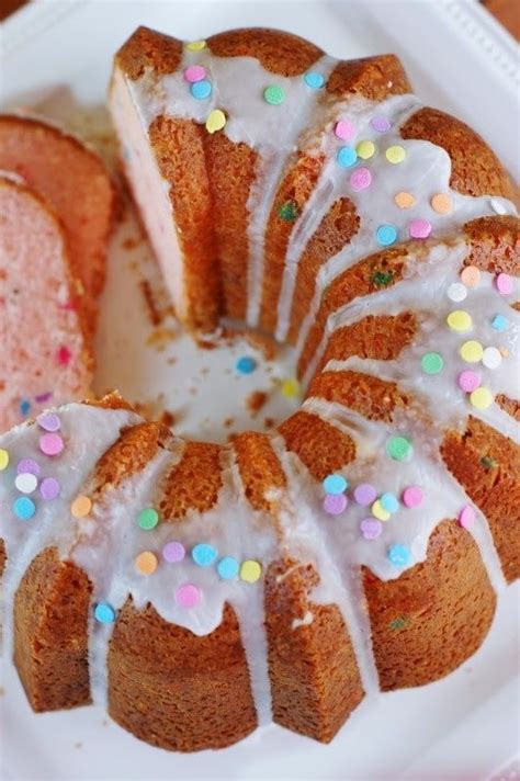 Million dollar pound cake is a buttery, soft vanilla cake that is dense and moist topped with honey buttercream. The Kitchen is My Playground: Pink Funfetti Pound Cake. | Easy cake decorating, Pound cake ...