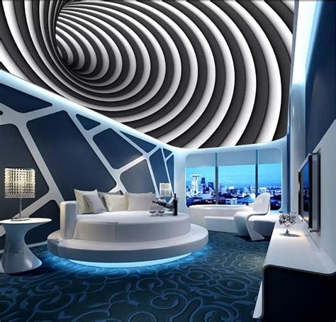 Black And White Swirl Illusion Wallpaper Ceiling Murals Wall Murals