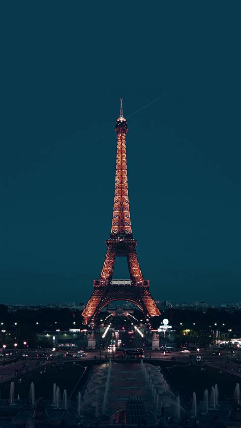 Ml78 Paris Night France City Blue Eiffel Tower Wallpaper