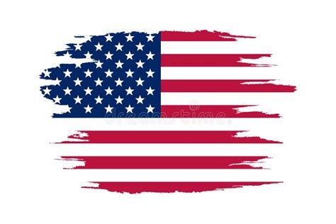 American Flag Brush Painted Flag Of Usa Hand Drawn Style Illustration