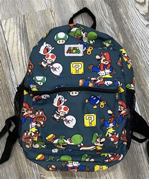 Super Mario Backpack Yoshi Toad 1 Up Mushroom Nintendo School Bookbag