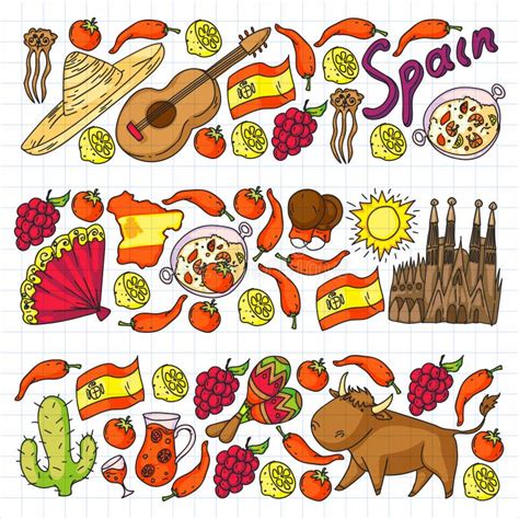 Spain Vector Pattern Spanish Traditional Symbols And Objects