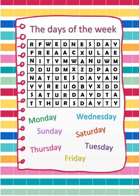 Days Of The Week Puzzle Worksheet