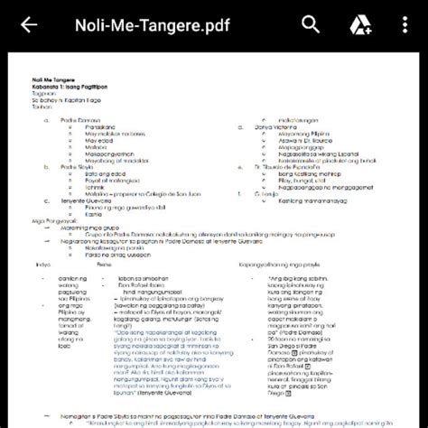 Summary Of Noli Me Tangere Pdf Conten Den 4