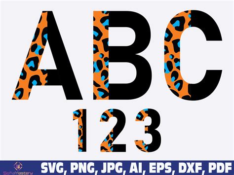 Half Leopard Font Svg Leopard Cheetah Half Print Font Letters Etsy