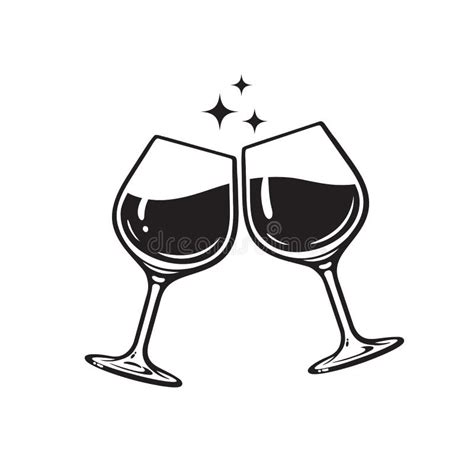 Two Glasses Of Wine Cheers With Wineglasses Clink Glasses Icon Vector Illustration On White