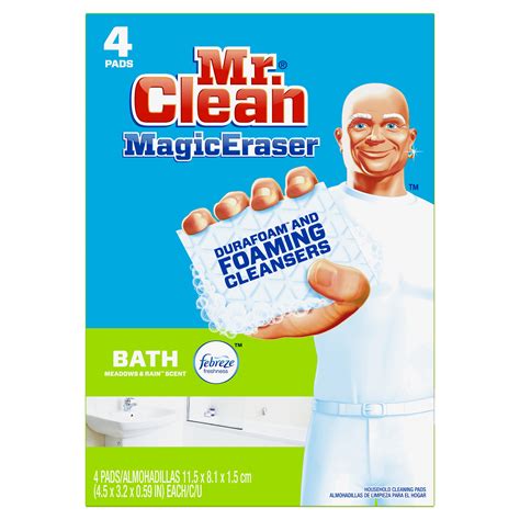 Mr Clean Magic Eraser Bath Cleaning Pads With Durafoam Meadows And Rain 4 Count