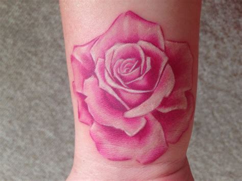 My Pink Rose Tattoo With No Black Outlines Just Shading Pink Tattoo