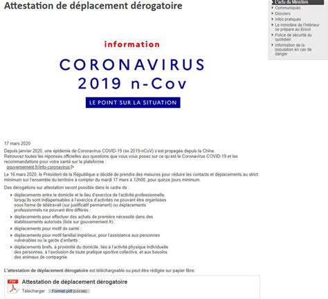 Coronavirus Comment Télécharger Lattestation Dérogato Closer