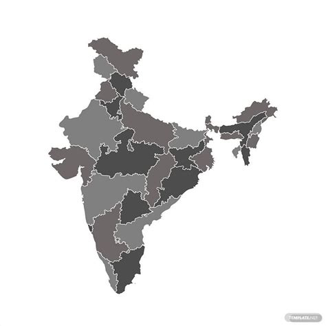 Free Grey India Map Vector EPS Illustrator PNG SVG Template Net