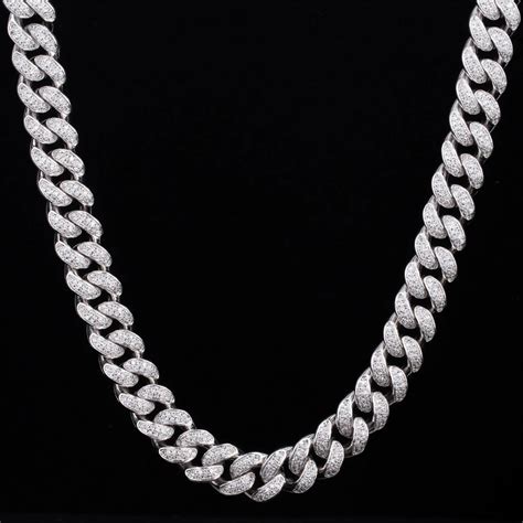 12mm Iced Out Cuban Link Chain In White Gold 14k Gold For Women Krkcandco Krkcandco