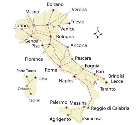 Carte Des Lignes De Train En Italie Train De La Carte De Litalie Du