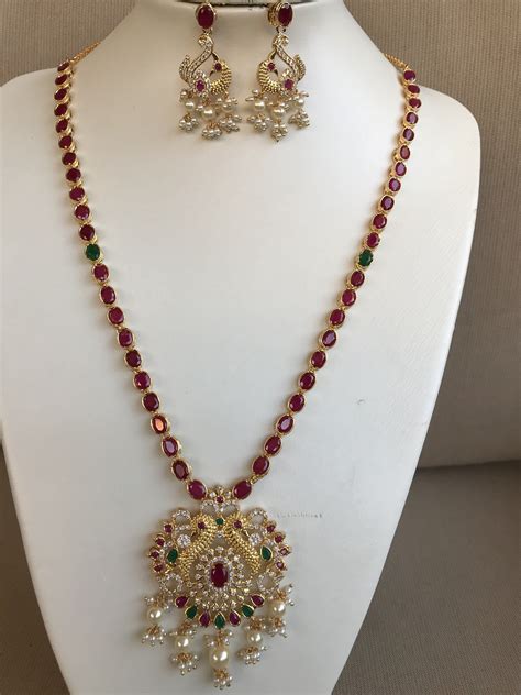 Beautiful And Traditional Ruby With Emerald Stones Single Line Long