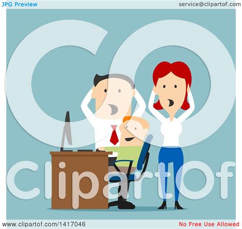 Clipart Of Flat Design Style Parents Discovering Their Son Doing