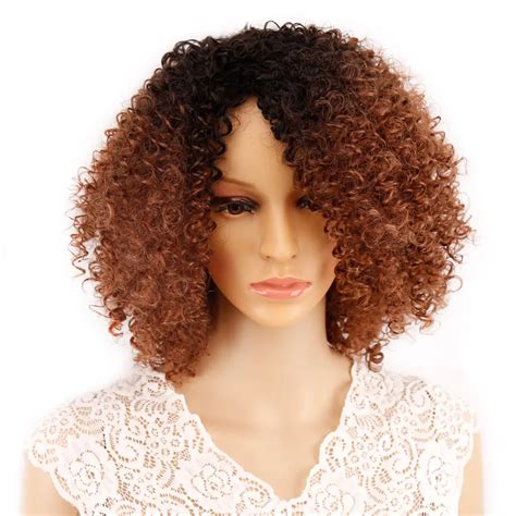 Amir Short Afro Kinky Curly Wig With Ombre Brown Wigs For Women Black