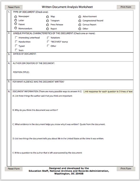 Primary Source Analysis Worksheet Tutoreorg Master Of Documents