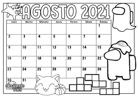 Maybe you would like to learn more about one of these? Agosto 2021 para imprimir y colorear- Calendario ...