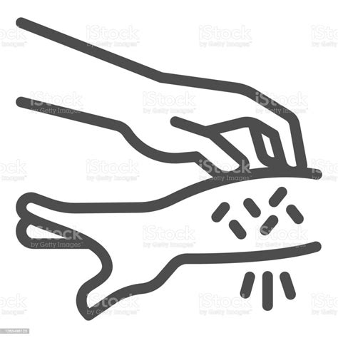 Allergic Hand Scabies Line Icon Allergy Concept Rash Hand Sign On White