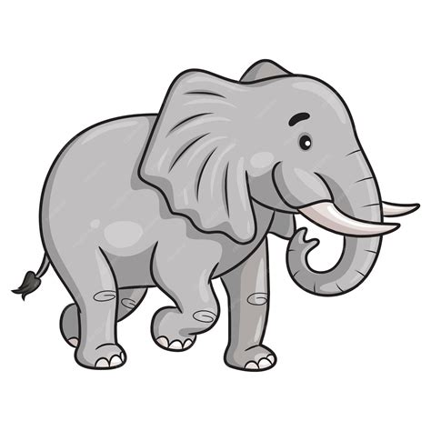 Ilustración De Dibujos Animados Lindo Elefante Gris Caminando Vector