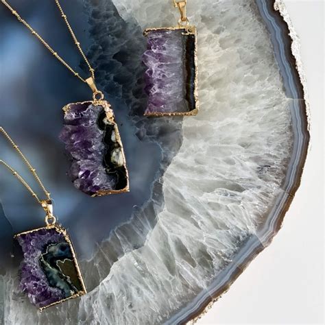 Amethyst Slice Necklace 50 Sale Asana Crystals