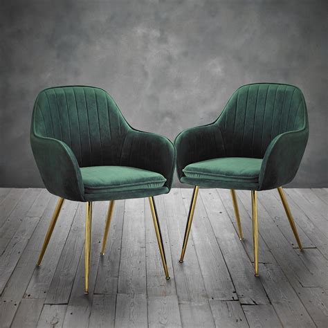 Lara Dining Chair Forest Green With Gold Legs Pack Of 2