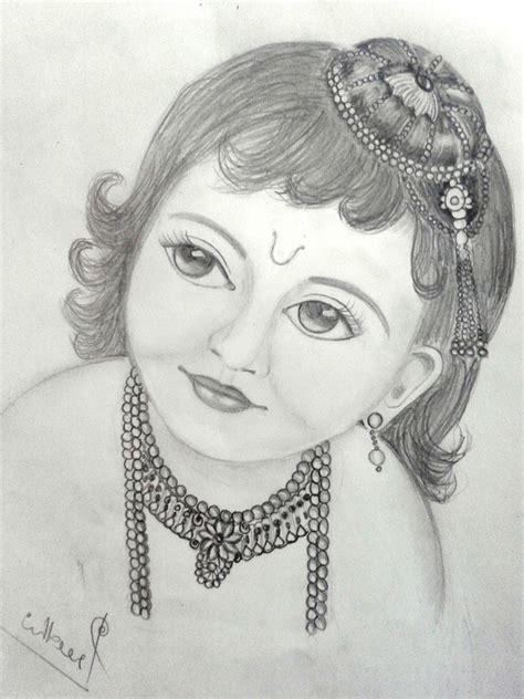 Baby Krishna Sketch at PaintingValley.com | Explore collection of Baby 