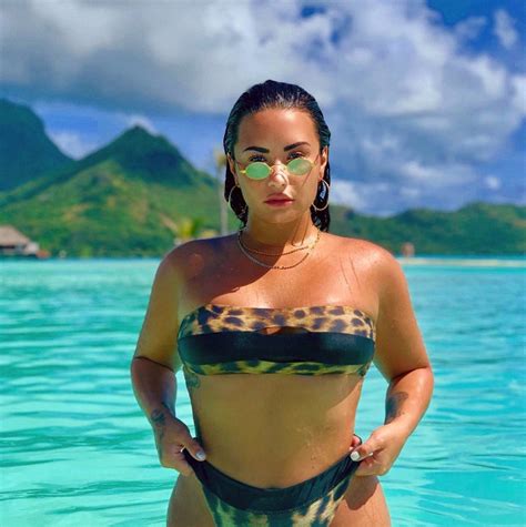 Demi Lovato Continues To Post Pics In Leopard Bikini In Bora Bora
