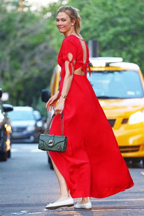Karlie Kloss In A Bright Red Button Up Dress New York City 05172017