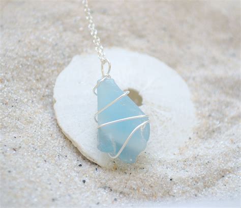 Opaque Blue Seaglass Necklace Sterling Silver Seaglass | Etsy | Sea glass necklace, Sea glass ...