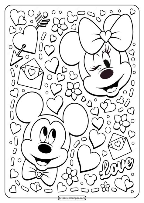 Mickey Minnie Mouse Valentine Coloring Page In 2020 Valentine