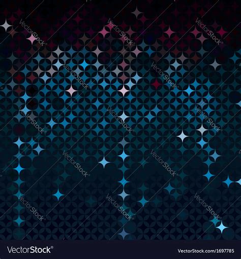 Abstract Mosaic In Dark Neon Blue Colors Vector Image