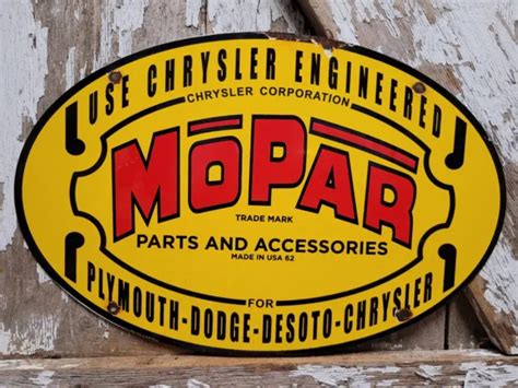 Vintage 1962 Mopar Porcelain Sign Dodge Plymouth Gas Auto Parts Dealer