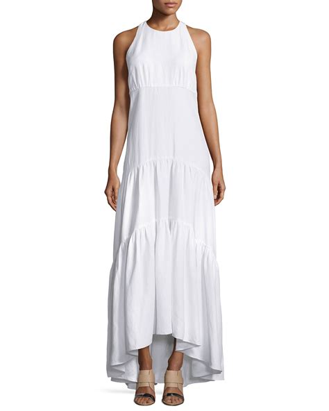 L Agence Talia Woven Racerback Maxi Dress White Neiman Marcus