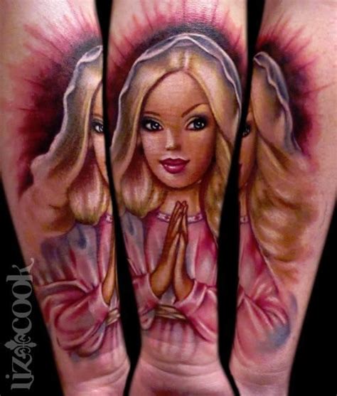 Cartoon Style Colored Forearm Tattoo Of Praying Doll Tattooimages Biz
