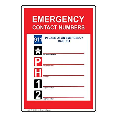 Telephone contests no liability is assumed by the organiser for. ComplianceSigns Vinyl Label, 5 x 3.5 in. with Emergency ...