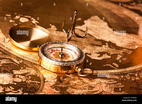 Vintage Navigation Equipment Compass And Other Tools Stock Photo Alamy