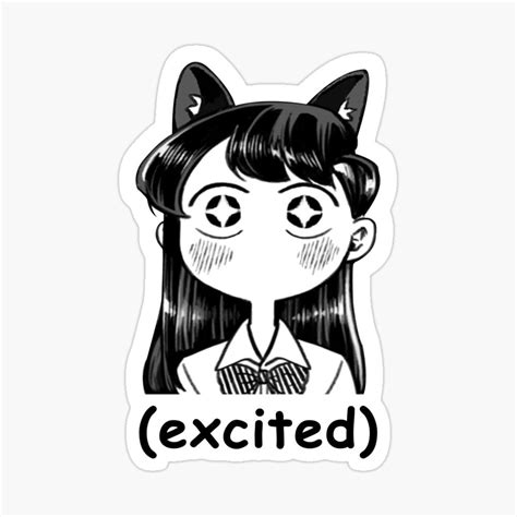 Funny Manga Excited Neko Komi San Meme Sticker By Midnight Ideas