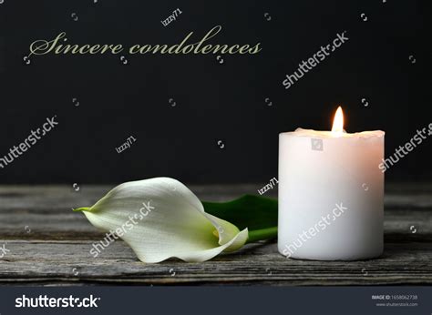 Condolence Card Burning Candle White Calla Foto Stok