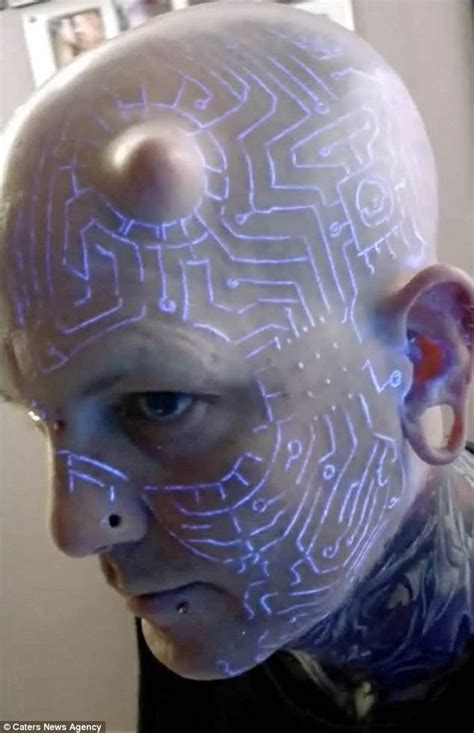 self styled transhumanist has over 100 body modifications with images body modifications