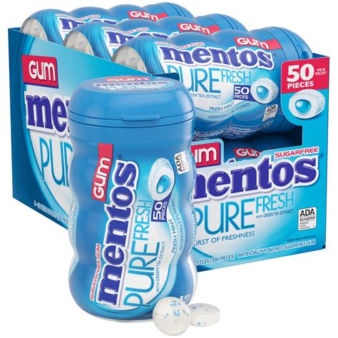 buy mentos pure fresh sugar free chewing gum with xylitol fresh mint 50 count pack of 6