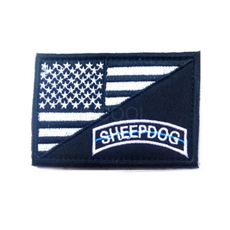 American Us Flag Sheepdog Blue Line Embroidery Patch Tactical Morale