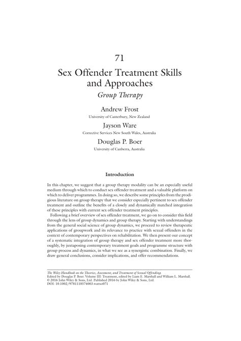 Pdf Sex Offender Treatment Skills And Approaches