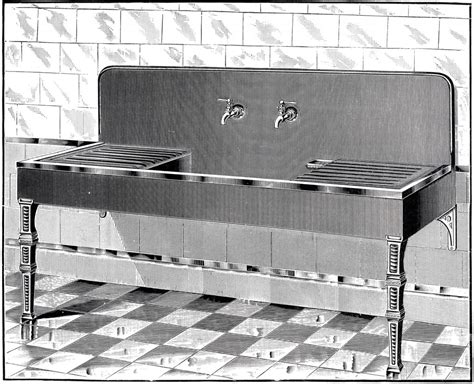 Big vintage stainless steel industrial tracy style farmhouse farm sink. Nifty Vintage Kitchen Sink Image! - The Graphics Fairy