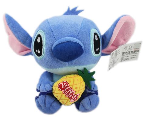 Disneys Stitch Holding A Pineapple Small Size Hanging Loop Plush Toy