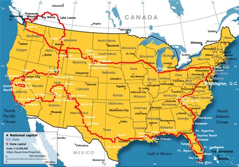 Boundry Map USA With Canada 