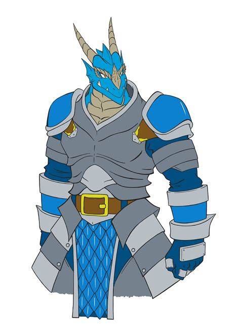 Blue Dragonborn Fighter Paladin Cleric Furry Art Fantasy Concept Art